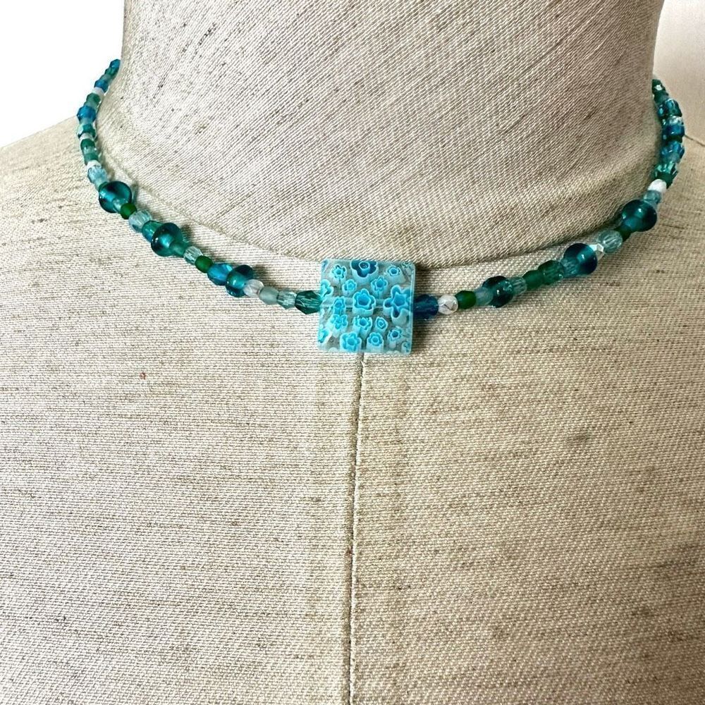 Blue beaded necklace